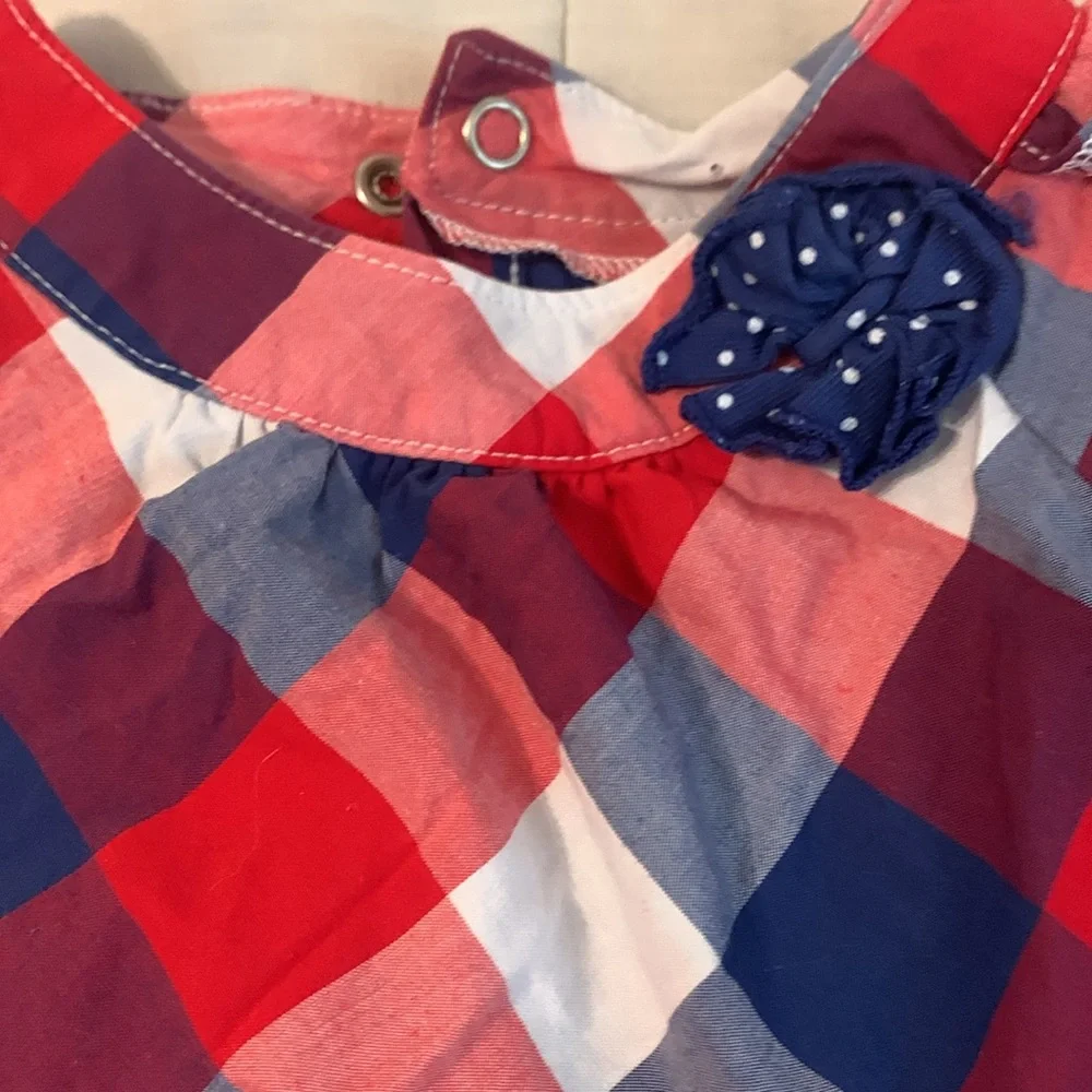 Carter's Red and Blue Plaid Dress with Polka Dot Diaper Cover